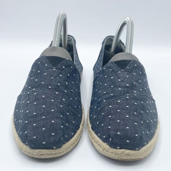 TOMS Women's Alpargata on Rope - Navy Blue Dot Chambray Size 7.5 - Picture 4 of 9
